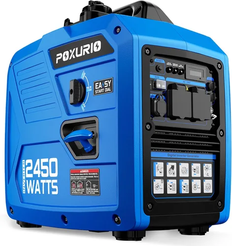 Vista 13 de Generador inversor de combustible dual de 2450 vatios para uso doméstico, tanque de combustible grande de 1.6 galones hasta 8.3 horas de uso