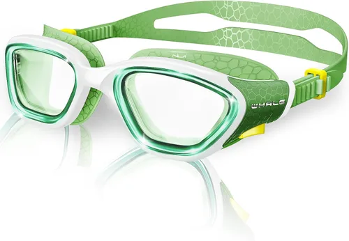 Vista 15 de Whale Gafas de natación, gafas antivaho HD, unisex, 100% protección UV, diseño antivaho transparente visión submarina de gran angular Negro