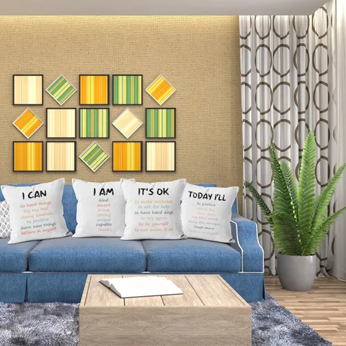 Vista 2 de Juego de 4 fundas de almohada inspiradoras bohemias de 18 x 18 pulgadas, regalos de afirmaciones positivas, coloridas citas motivacionales, fundas