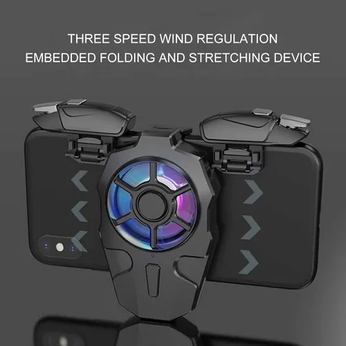 Vista 3 de Diyeeni AK03 Mobile Phone Cooler Radiator, Phone Cooling Fan with Game Controller, RGB Light, Cellphone Heatsink Cooling with 3 Speed Fan, for for