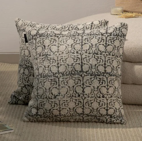 Vista 24 de Juego de 2 fundas de almohada decorativas de algodón indio vintage con estampado a mano (marrón ladrillo, 18 x 18 pulgadas (paquete de 2))