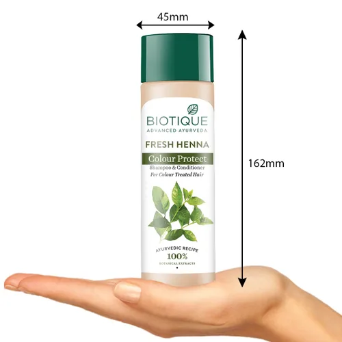 Vista 4 de Biotique Heena Leaf Fresh Texture Champú y acondicionador con color para cabello oscuro 6.4 fl oz
