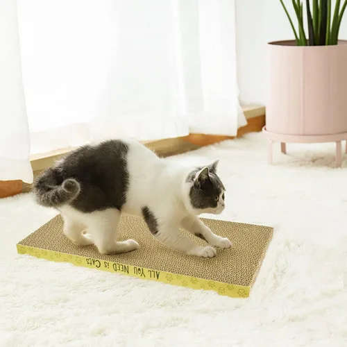 Vista 7 de AccEncyc Almohadillas Rascadoras de Cartón para Gatos Tablero Rascador para Gatos de Interior 16.5x8.3x1 Pulgadas Rascador Corrugado de Doble Cara