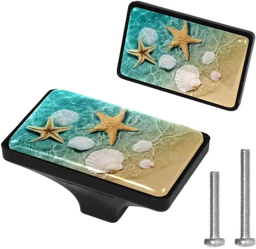 Vista 15 de LORVIES Paquete de 4 pomos decorativos florales de 1.65 pulgadas para gabinete, rectángulo de vidrio ABS con un solo agujero, tiradores de puerta