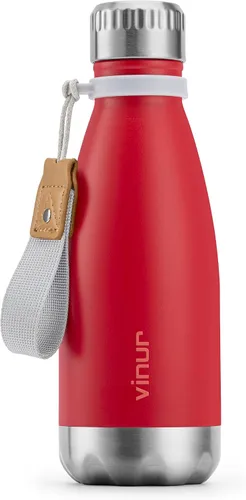 Vista 19 de VINUR Botella de agua para niños, 9 onzas, acero inoxidable, doble pared, aislada al vacío, botella de agua para la escuela, frasco en forma de cola