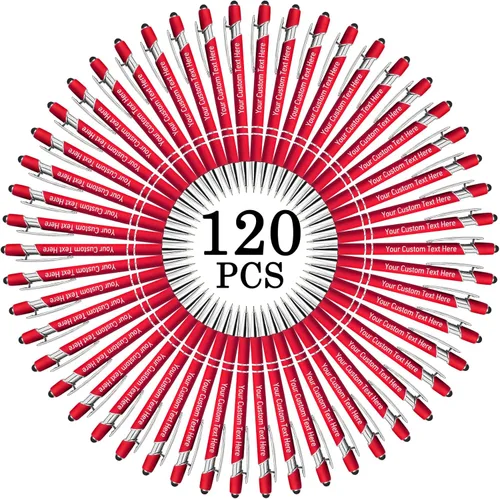 Vista 30 de Aolun Bolígrafo personalizado, bolígrafo grabado personalizado con lápiz capacitivo, 12 unidades, metal suave al tacto, introduce el nombre, Naranja