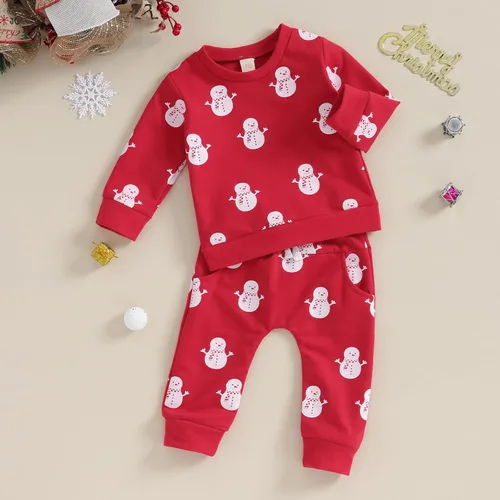 Vista 3 de Conjunto de sudadera de Papá Noel para bebé, niño, niña, ropa de Navidad para otoño e invierno