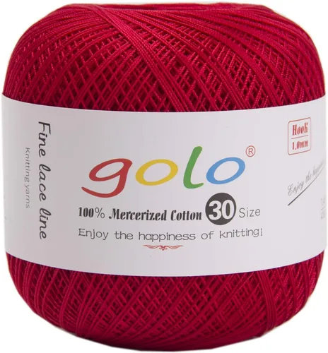 Vista 36 de Golo 3 bolas de hilo de ganchillo tamaño 30, hilo de bordar y lana para tejer a mano para calados 045 000-045 Rojo Caliente
