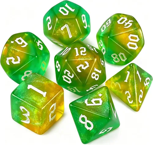 Vista 12 de QMAY - Juego de dados para DND, 7 dados poliédricos con bolsa de dados para juegos de mesa D&D
