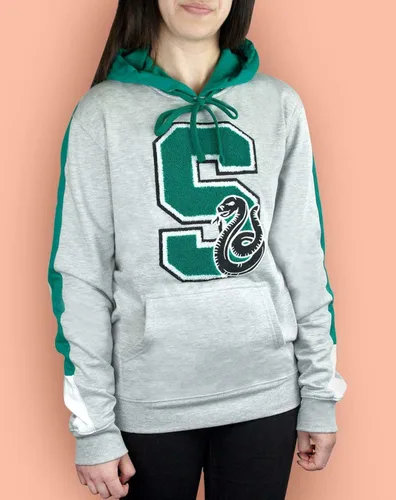 Vista 2 de Harry Potter Hogwarts Slytherin S Patch Unisex Grey Logo Premium HoodieSweater