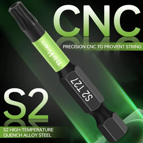 Vista 2 de Impact Torx - Juego de 20 puntas de destornillador magnético a prueba de manipulaciones de 1 y 2 pulgadas, puntas mecanizadas CNC T4-T40, puntas
