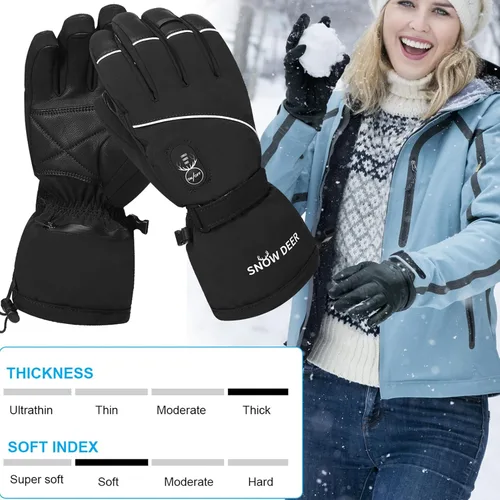 Vista 3 de Guantes Calefactables Mejorados para Hombres y Mujeres, Guantes Mitones Eléctricos de Batería para Esquí y Motocicleta