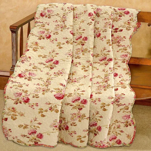 Vista 6 de Cozy Line Home Fashions Manta acolchada floral vintage, 100% algodón, reversible, para todas las estaciones (flores)