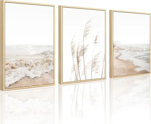 Vista 12 de Arte de pared de playa, impresiones bohemias, lienzo costero, decoración de pared, imágenes de playa, hierba de pampas, océano, póster de plantas