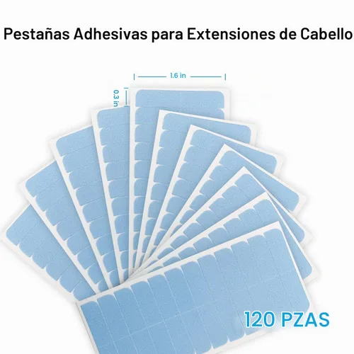 Vista 2 de SUYYA 120 pestañas de cinta de extensión de cabello de doble cara para repuesto de 1.6 in x 0.3 in (azul 120 piezas)