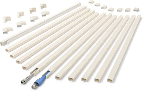 Vista 10 de Ocultacables de Pared para Un Cable, Cubiertas de Cable de Pared de 136 pulgadas, Kit de Cubierta de Cable de Instalación Fácil, Canaleta de Cables