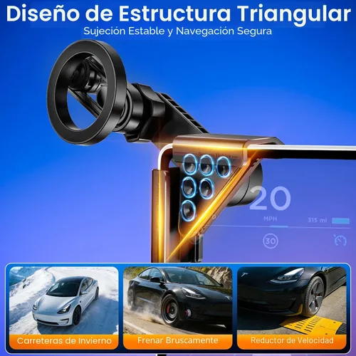Vista 4 de Soporte para teléfono Tesla, sin necesidad de pegamento, para soporte de teléfono magnético MagSafe para salpicadero de coche para Tesla Model Y