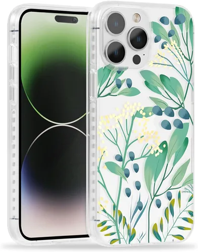 Vista 15 de SCORPIFY Funda para iPhone 14 Pro Max con diseño iridiscente de mariposa azul, bonita funda transparente para mujeres y niñas
