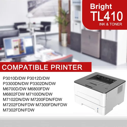 Vista 2 de Paquete de 2 cartuchos de tóner TL410 compatibles con TL410, color negro, para la serie Pantum (TL410), compatible con: impresora P3010D/DW