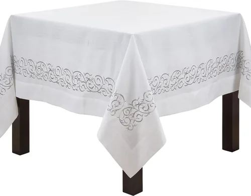 Vista 5 de Saro Lifestyle Mantel bordado de voluta, plateado, 50"x70