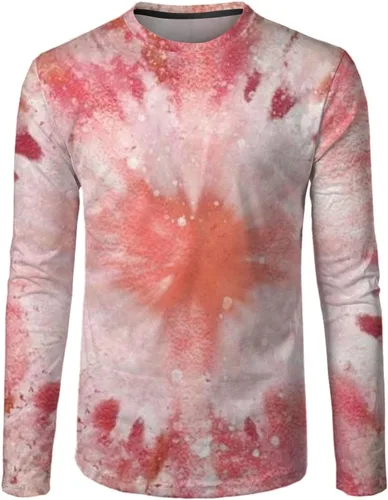 Vista 3 de Camisas de manga larga para hombre, teñido anudado, hipster, hip hop, cuello redondo, ajuste delgado, deportes, culturismo, músculo
