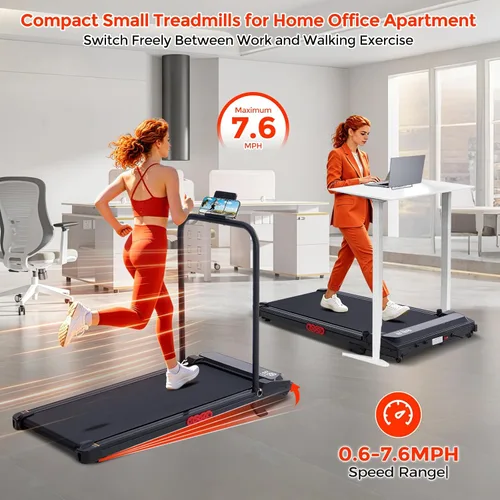 Vista 7 de Portable Walking Pad Treadmill with Incline, Small Walking Pad with Handle Bar, Treadmills for Home Small Space, 3.0HP Electric Small Mini Treadmill