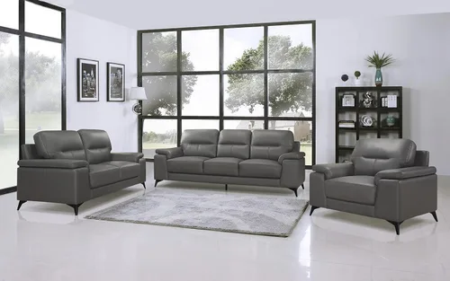 Vista 15 de Lexicon Danica - Juego de sofá de 2 piezas de cuero de grano superior, gris oscuro