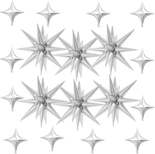 Vista 34 de 18 globos de estrella rosa, globo rosa bebé con 6 globos de estrella en explosión de 22 pulgadas, 12 globos de aluminio de cuatro estrellas