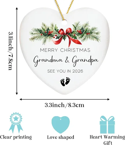 Vista 2 de Adorno de cerámica para anuncio de embarazo o abuelos para abuelos por primera vez para abuela y abuelo, regalos para nuevos abuelos, decoración