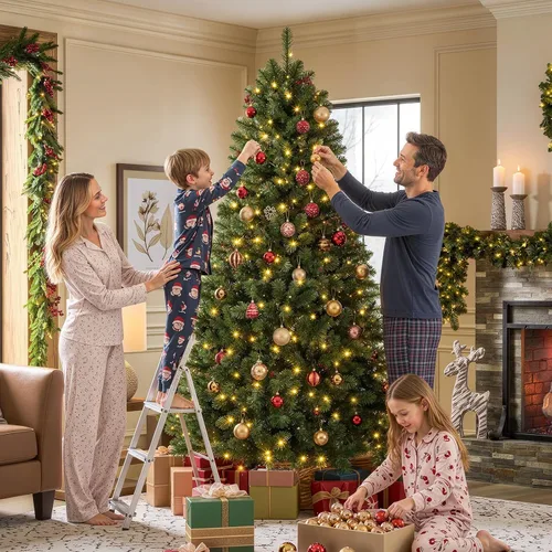 Vista 7 de Alupssuc Árbol de Navidad artificial preiluminado de 4 pies, 110 luces 334 puntas de rama, 13 modos de iluminación, luces blancas cálidas