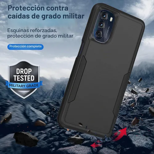 Vista 7 de Funda para Moto G 5G 2022, con protector de pantalla [prueba de caídas de grado militar], funda protectora resistente de servicio pesado robusto a