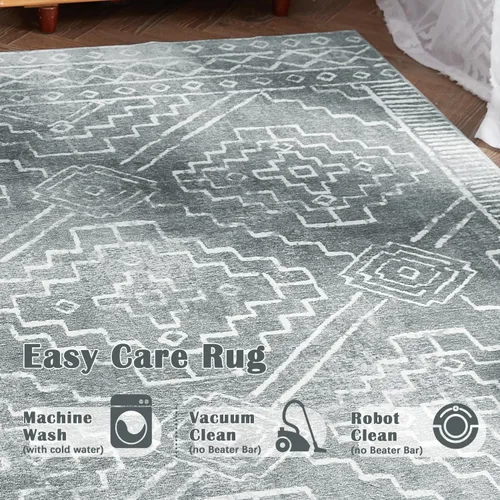 Vista 5 de jinchan Alfombra marroquí de pasillo 2x6 - Alfombra de pasillo lavable a máquina para cocina, alfombra moderna geométrica suave de pelo bajo