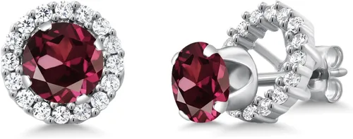 Vista 43 de Gem Stone King Aretes redondos de plata de ley 925 de 0.236 in con piedra natal extraíble para mujer