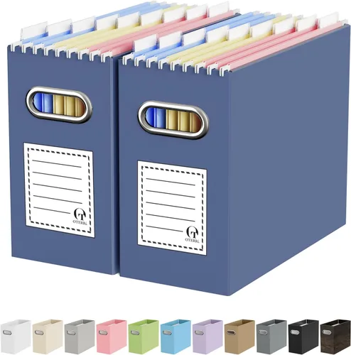 Vista 69 de Oterri Caja Organizadora de Archivos de Cartón para Carpetas Colgantes Tamaño Carta, Caja de Archivos para Escritorio de Computadora, Archivador