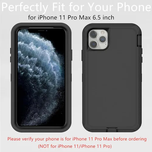 Vista 5 de Funda protectora resistente para iPhone 11 Pro Max, a prueba de polvo, a prueba de golpes, protección contra caídas, 3 en 1, funda resistente