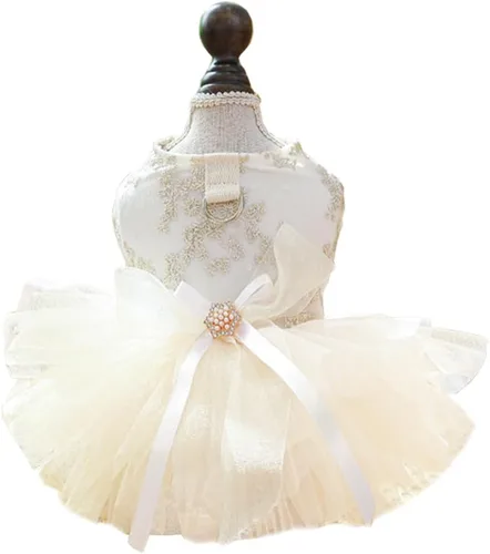 Vista 37 de ANIAC Daisy Vestidos para Perros Pequeños Hembra con Anillo para Correa, Nudo de Lazo Vestido de Boda para Cachorra, Traje de Gato de San Valentín
