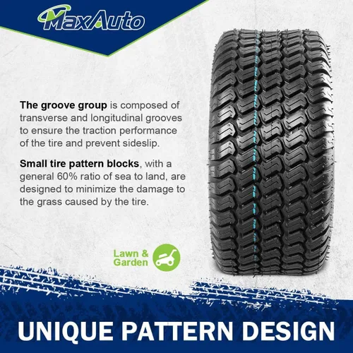 Vista 4 de MaxAuto 2 neumáticos para cortacésped de 16 x 6.50-8 para tractores de jardín, cortacéspedes, 4PR, sin cámara