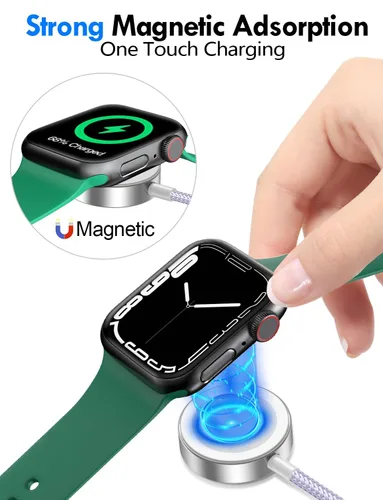 Vista 6 de Esenciales de viaje para cargador de Apple Watch, cargador de iPhone, cable de carga de viaje 3 en 2 tipo C/Lightning/magnético, cable de carga