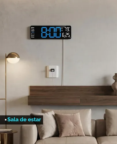 Vista 9 de Digital Clock Large Display, 13" Large Wall Clock for Classroom