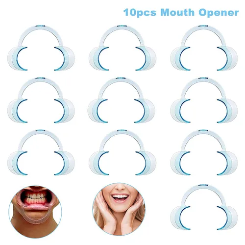 Vista 4 de 10 piezas (talla M), retractor de mejillas en forma de C, abridor bucal desechable para blanqueamiento dental de dientes, protector bucal o juego