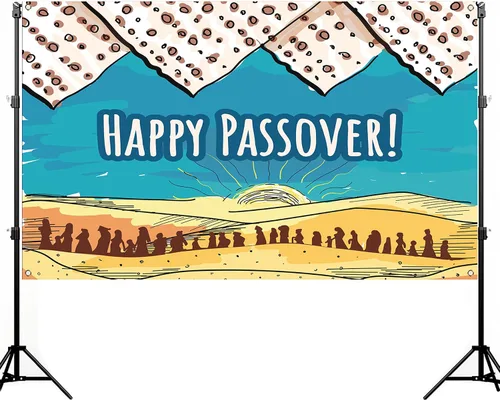 Vista 2 de Nepnuser Telón de fondo para cabina de fotos de Pascua Pesaj Seder Matzo Festival Judío Decoración de fiesta de vacaciones para interiores