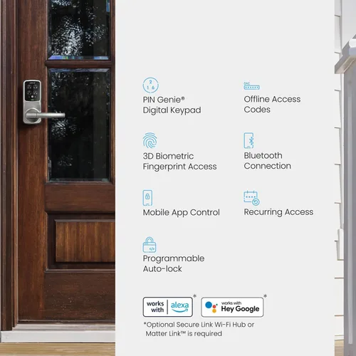 Vista 14 de Lockly Secure Plus - Cerradura inteligente Bluetooth para puerta, entrada sin llave con teclado digital PIN Genie®, cerradura de puerta delantera