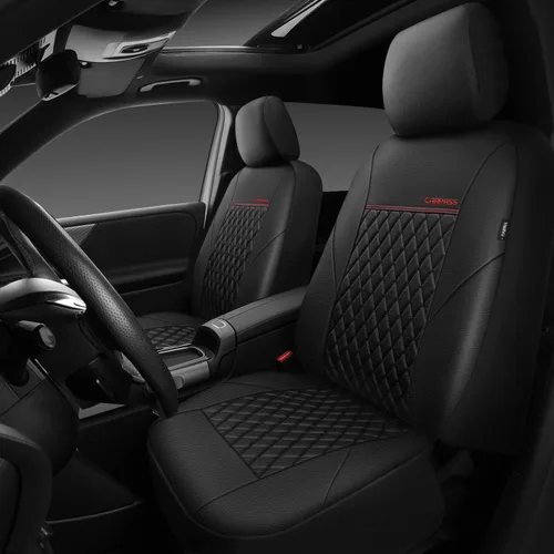 Vista 8 de CAR PASS Funda de asiento de cuero acolchada para dos asientos delanteros, universal, impermeable, de lujo, de PU premium, de vinilo