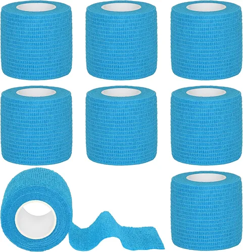 Vista 12 de Tindobewan Envoltura de vendaje autoadhesiva, 1 pulgada, 8 rollos, color negro Vendaje cohesivo transpirable Vet Tape Vendaje adhesivo elástico