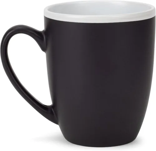 Vista 2 de Elanze Designs Juego de 4 tazas de cerámica mate de 16 onzas con interior blanco y negro