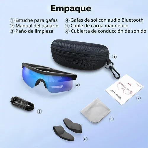 Vista 6 de Monster Gafas Inteligentes, Gafas de Sol Polarizadas con Bluetooth para Hombres y Mujeres, Gafas Deportivas Inteligentes con Micrófono Integrado