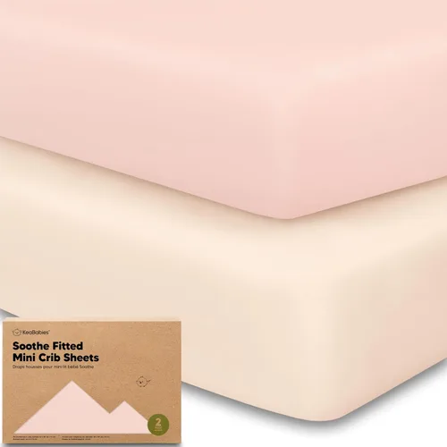 Vista 10 de 2 paquetes de sábanas ajustadas para mini cuna - 38x26 sábanas Pack N Play para colchón Pack and Play, algodón orgánico, ropa de cama transpirable