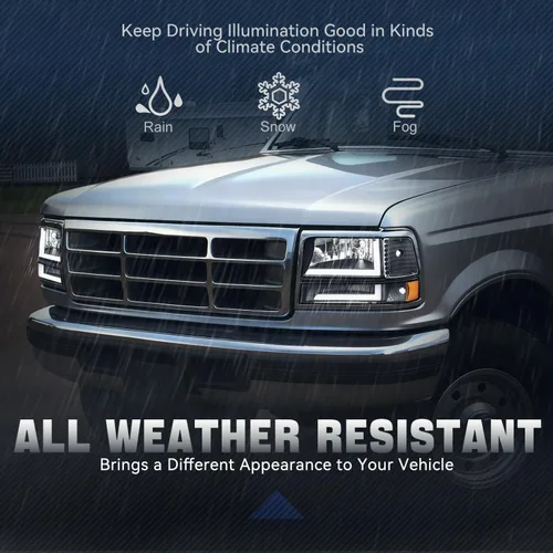 Vista 5 de Auto Dynasty Juego de Faros LED DRL 3D y Lámpara de Parachoques Compatible con Ford F-150 F-250 F-350 Bronco 1992-1996, Lado del Conductor