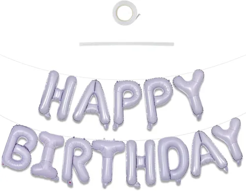 Vista 34 de TONIFUL Pancarta de Globos Negros de Feliz Cumpleaños de 16 Pulgadas con Letras de Papel de Aluminio Mylar, Cartel Banderín Reutilizable