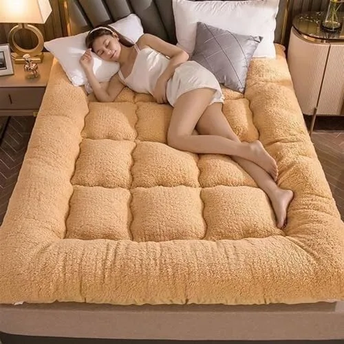 Vista 9 de Colchón de futón japonés de felpa gruesa, diseño plegable y enrollable de 4 pulgadas, sofá cama convertible portátil y almohadilla para dormir